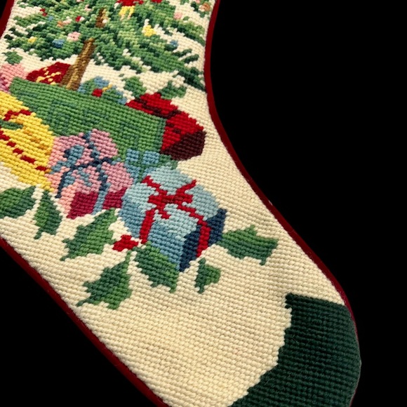 Christmas Needlepoint Stocking Vintage Monogrammed Russ - Picture 4 of 11